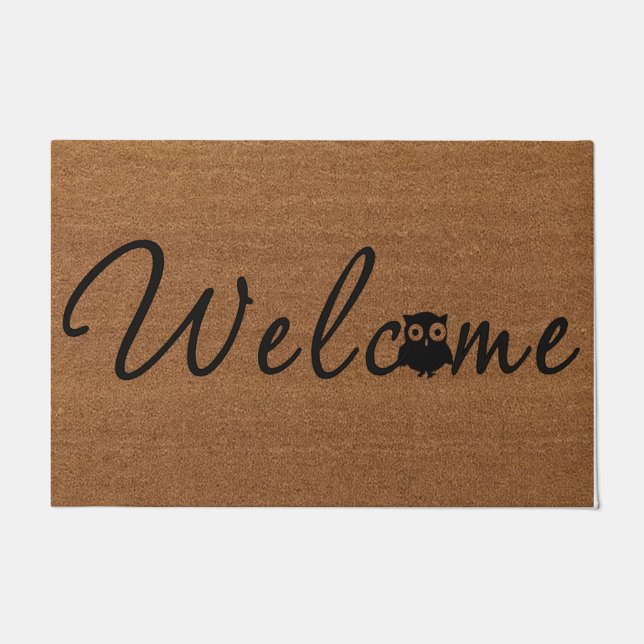 Eenvoudige Welkom Uil Deurmat, Schattigee Uil Mat  (Voorkant)
