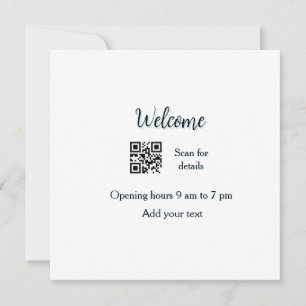 Eenvoudige welkomst opening welkomst barcode QR vo Kaart