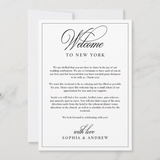 Eenvoudige welkomstbrief en reisroute Kaart (Voorkant)