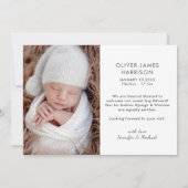 Eenvoudige welkomstfoto Geboorte Aankondiging (Achterkant)