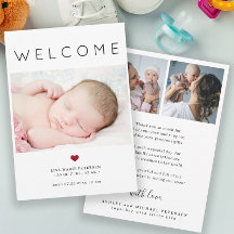 Eenvoudige welkomsttypografie voor babyfoto's bij 