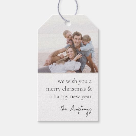 Eenvoudige Wens Neutrale Minimalistische Foto Vaka Cadeaulabel (Voorkant)