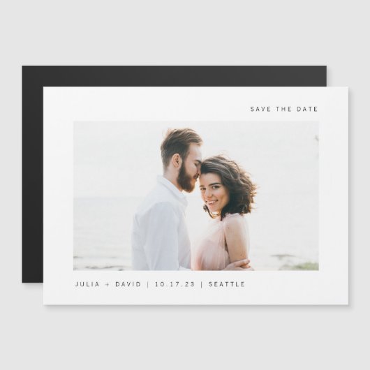 Eenvoudige wensen | Foto-bruiloft bewaart de datum Magnetische Uitnodiging (Voorkant / Achterkant)