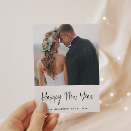 Eenvoudige wensen | Foto gelukkig nieuwjaar Feestdagenkaart