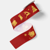 Eenvoudige wensen · Kerst Elementen · Crimson Red Satijnen Lint (Achterkant)