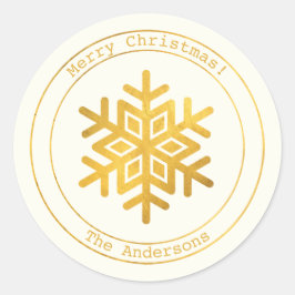 Eenvoudige wensen · Minimal Gold Snowflake Christm Ronde Sticker