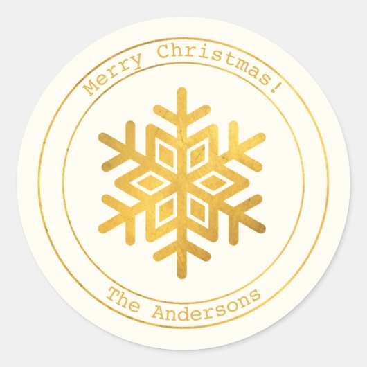 Eenvoudige wensen · Minimal Gold Snowflake Christm Ronde Sticker (Voorkant)