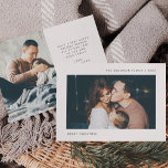 Eenvoudige wensen | Minimale foto van twee Feestdagenkaart<br><div class="desc">Deze moderne en minimalistische vakantiefoto's zijn voorzien van twee van uw favoriete persoonlijke foto's,  met een eenvoudige zwarte tekst die "Vrolijk Kerstfeest" zegt en een elegant zwart-wit design.</div>