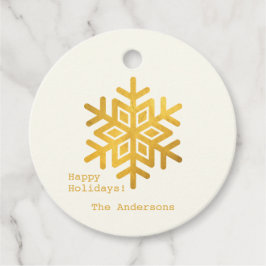 Eenvoudige Wensen • Minimale Gouden Sneeuwvlok Ker Bedankjes Labels