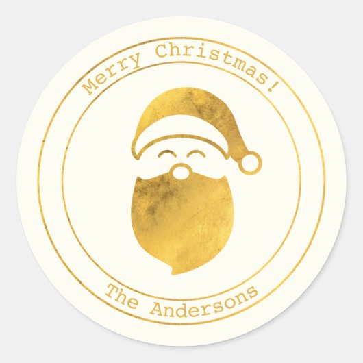 Eenvoudige wensen · Minimalistische gouden kerstma Ronde Sticker (Voorkant)