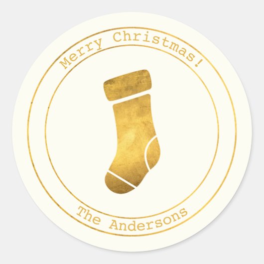 Eenvoudige wensen · Minimalistische gouden kous ke Ronde Sticker (Voorkant)