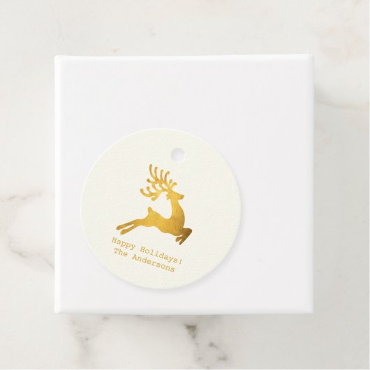 Eenvoudige wensen · Minimalistische gouden rendier Bedankjes Labels (In situ)