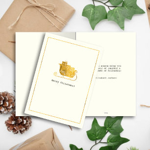 Eenvoudige wensen · Minimalistische gouden slee Ke Feestdagen Kaart