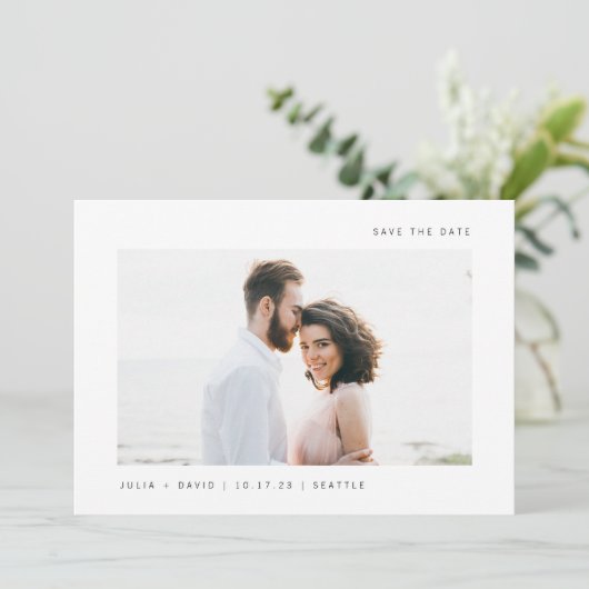 Eenvoudige wensen | Twee foto-bruiloft Save The Date (Staand voorkant)