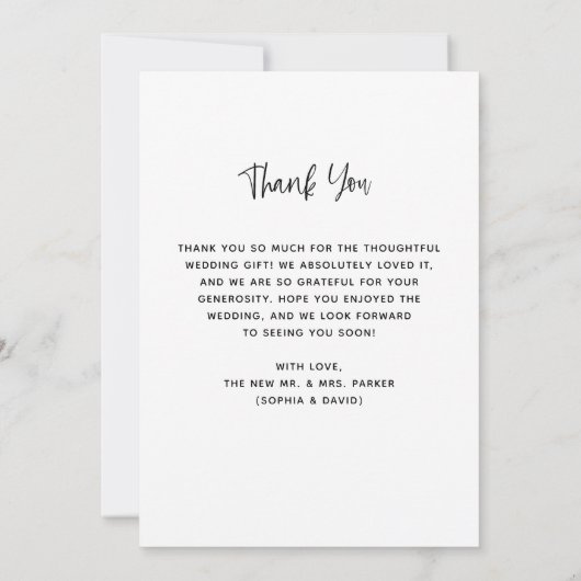Eenvoudige wensen | Weddenschap Bedankkaart (Achterkant)