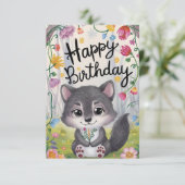 Eenvoudige wensen Wolf Digitale Verjaardag Kaart (Staand voorkant)