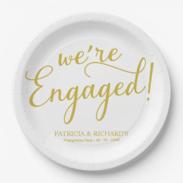 Eenvoudige We're Engaged Gouden Schrift Verlovings Papieren Bordje