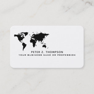 Eenvoudige wereldkaart internationale handel zwart visitekaartje
