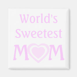 Eenvoudige wereldsmaakste MOM met roze liefdeshart Magneet