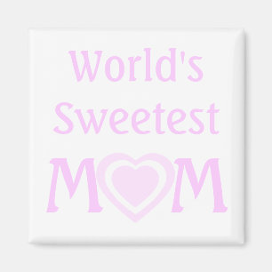 Eenvoudige wereldsmaakste MOM met roze liefdeshart Magneet