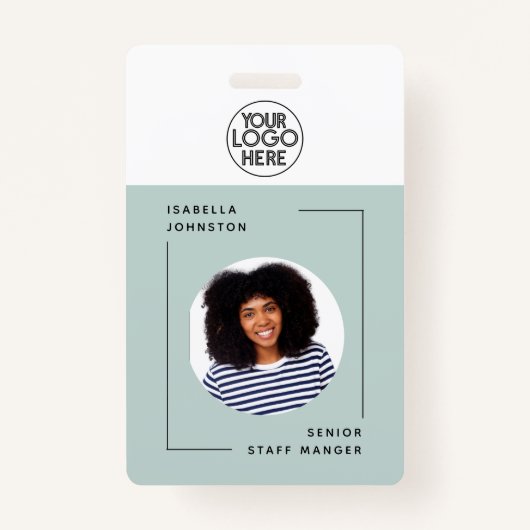 Eenvoudige werknemer foto-id | QR-streepjescode gr Badge (Voorkant)