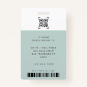 Eenvoudige werknemer foto-id | QR-streepjescode gr Badge (Achterkant)