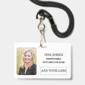 Eenvoudige Werknemers Logo Foto Barcode ID Badge (Voorzijde met lanyard)