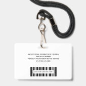 Eenvoudige Werknemers Logo Foto Barcode ID Badge (Achterkant met lanyard)