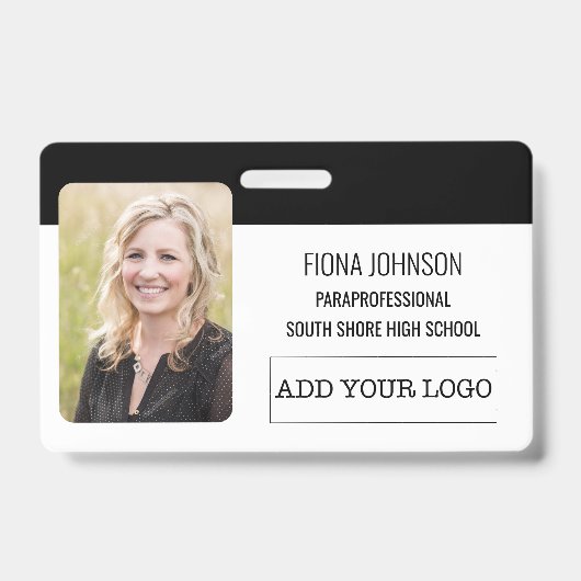 Eenvoudige werknemerslogo foto barcode ID Badge (Voorzijde)