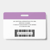 Eenvoudige Werknemerslogo Foto Barcode ID Badge (Achterkant)