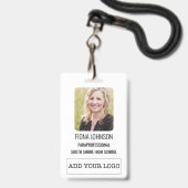 Eenvoudige werknemerslogo fotobarcode ID Badge (Voorzijde met lanyard)