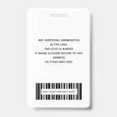 Eenvoudige werknemerslogo fotobarcode ID Badge (Achterkant)