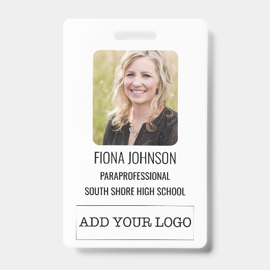 Eenvoudige werknemerslogo fotobarcode ID Badge (Voorzijde)