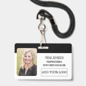 Eenvoudige werknemerslogo fotobarcode ID Badge (Voorzijde met lanyard)