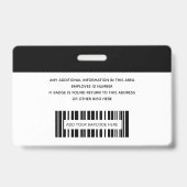 Eenvoudige werknemerslogo fotobarcode ID Badge (Achterkant)
