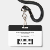Eenvoudige werknemerslogo fotobarcode ID Badge (Achterkant met lanyard)