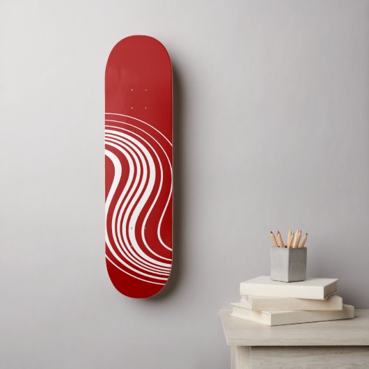 Eenvoudige werveling in rood en wit persoonlijk skateboard (Muurkunst)