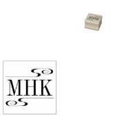 Eenvoudige wervelingen Monogram Initialen 1x1 Rubberstempel (Gestempeld)