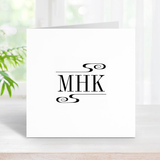 Eenvoudige wervelingen Monogram Initialen 1x1 Rubberstempel