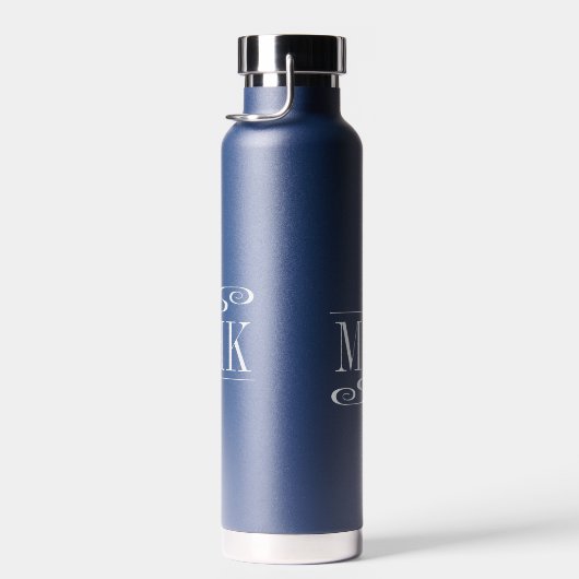 Eenvoudige wervelingen Monogram Initialen Wit Waterfles (Rechts)