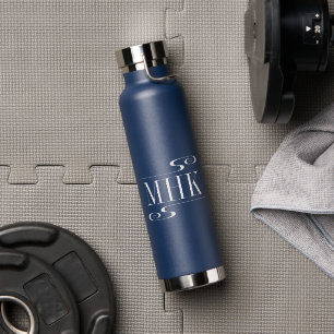 Eenvoudige wervelingen Monogram Initialen Wit Waterfles