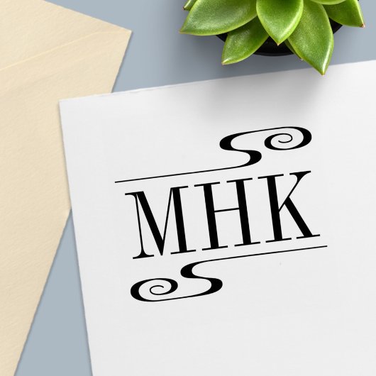 Eenvoudige wervelingen Monogram Initialen Zelfinktende Stempel