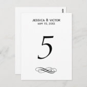 Eenvoudige werveltafel nummer kaart bruiloft recep (Voorkant / Achterkant)