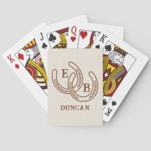 Eenvoudige western hoefijzer monogram initialen tr pokerkaarten