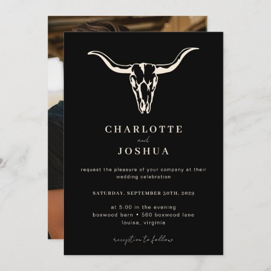 Eenvoudige Westerne Boheemse Koe schedel foto brui Kaart (Voorkant / Achterkant)