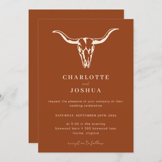 Eenvoudige Westerne Boheemse Koe schedel QR Code B Kaart (Voorkant / Achterkant)