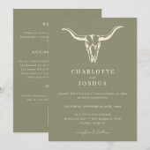 Eenvoudige Westerne Boho Koe Schedel Alles in één Kaart (Voorkant / Achterkant)