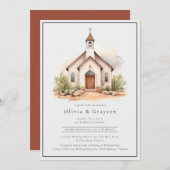 Eenvoudige Westerne Waterverf kapel bruiloft Kaart (Voorkant / Achterkant)