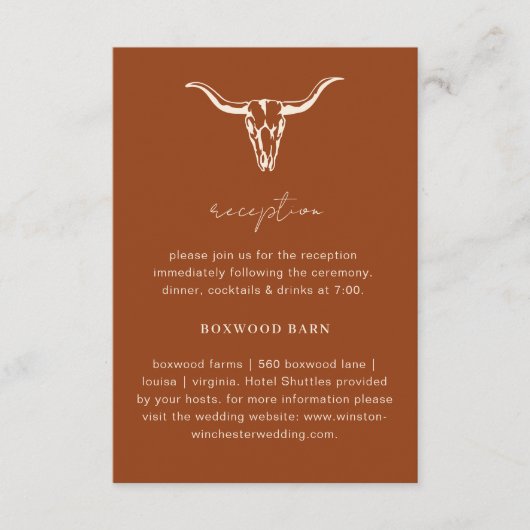 Eenvoudige Westerse Boheemse Koeien Schedel Ontvan Informatiekaartje (Voorkant)