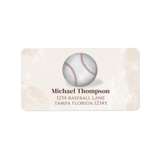 Eenvoudige  Whimsical Baseball Minimalist Etiket (Voorkant)